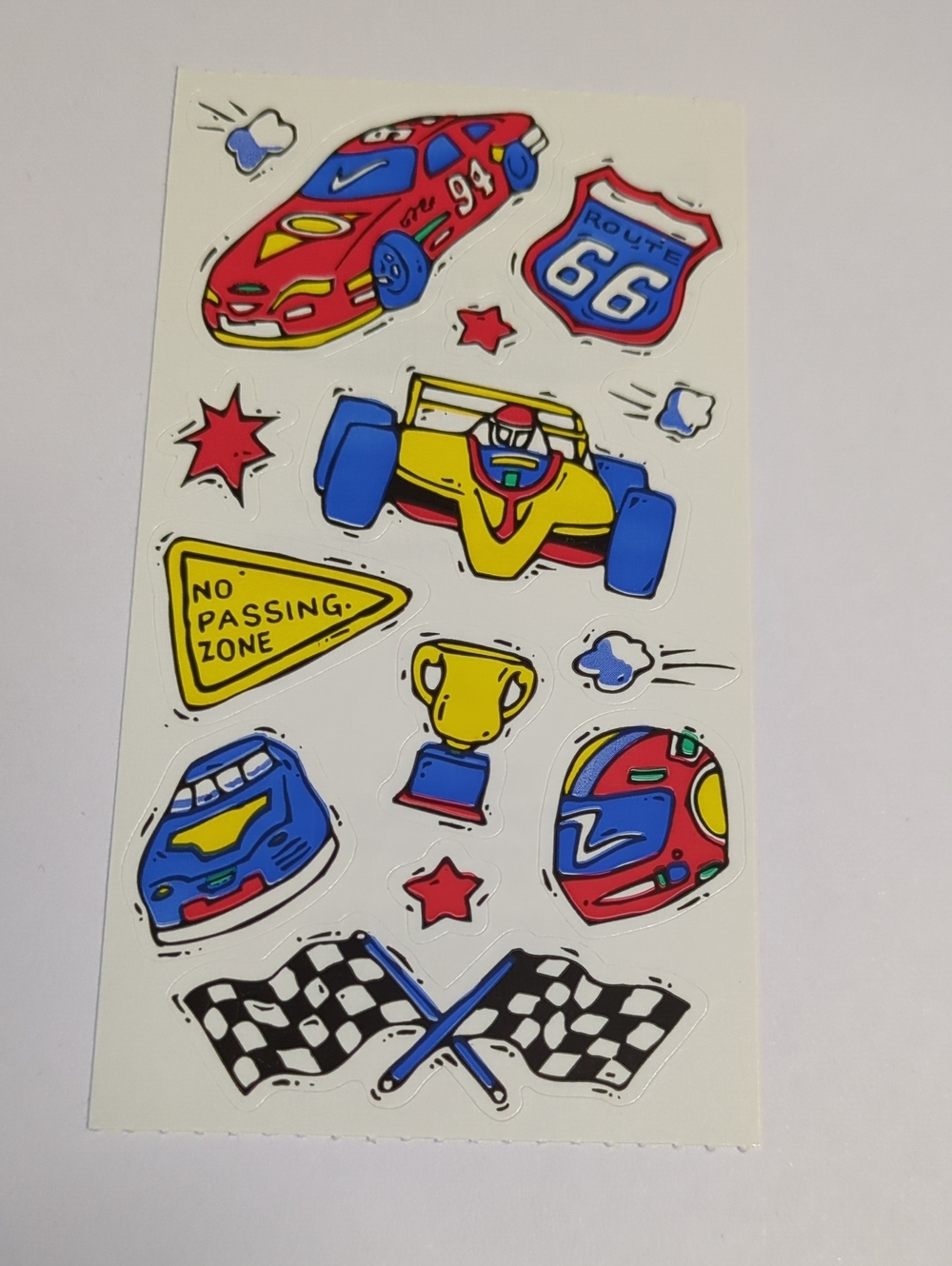 ☀️VTG Vintage Frances Meyer Race Car Route 66 Sticker Sheet - Rare